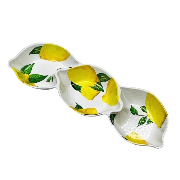 Lemons Lemon Tree Melamine Shaped 3 Section Rectangular Serving Platter Dish - Picture 1 of 1